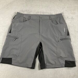 Outdoor Mens Gray Black Hiking Cargo Shorts Size 40 Zipper Pockets Lightweight